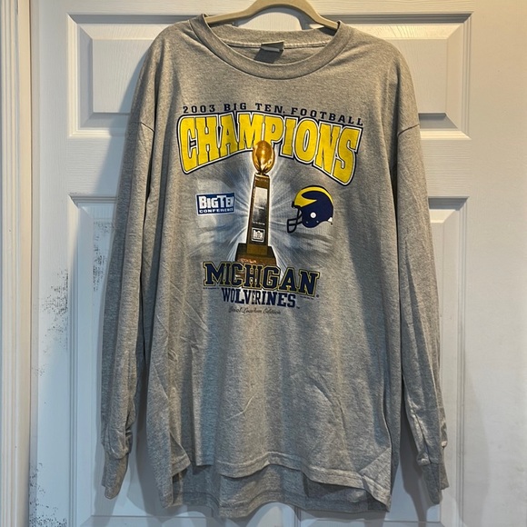 Vintage Y2K 2003 Michigan Wolverines Big Ten Champions Long Sleeve Tee XL - Picture 1 of 7